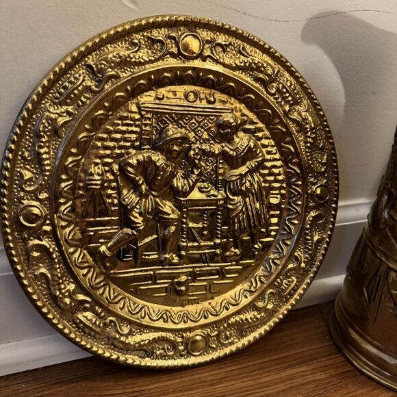 3 piece Brass pitcher set with 2 plates - Picture 5 of 9